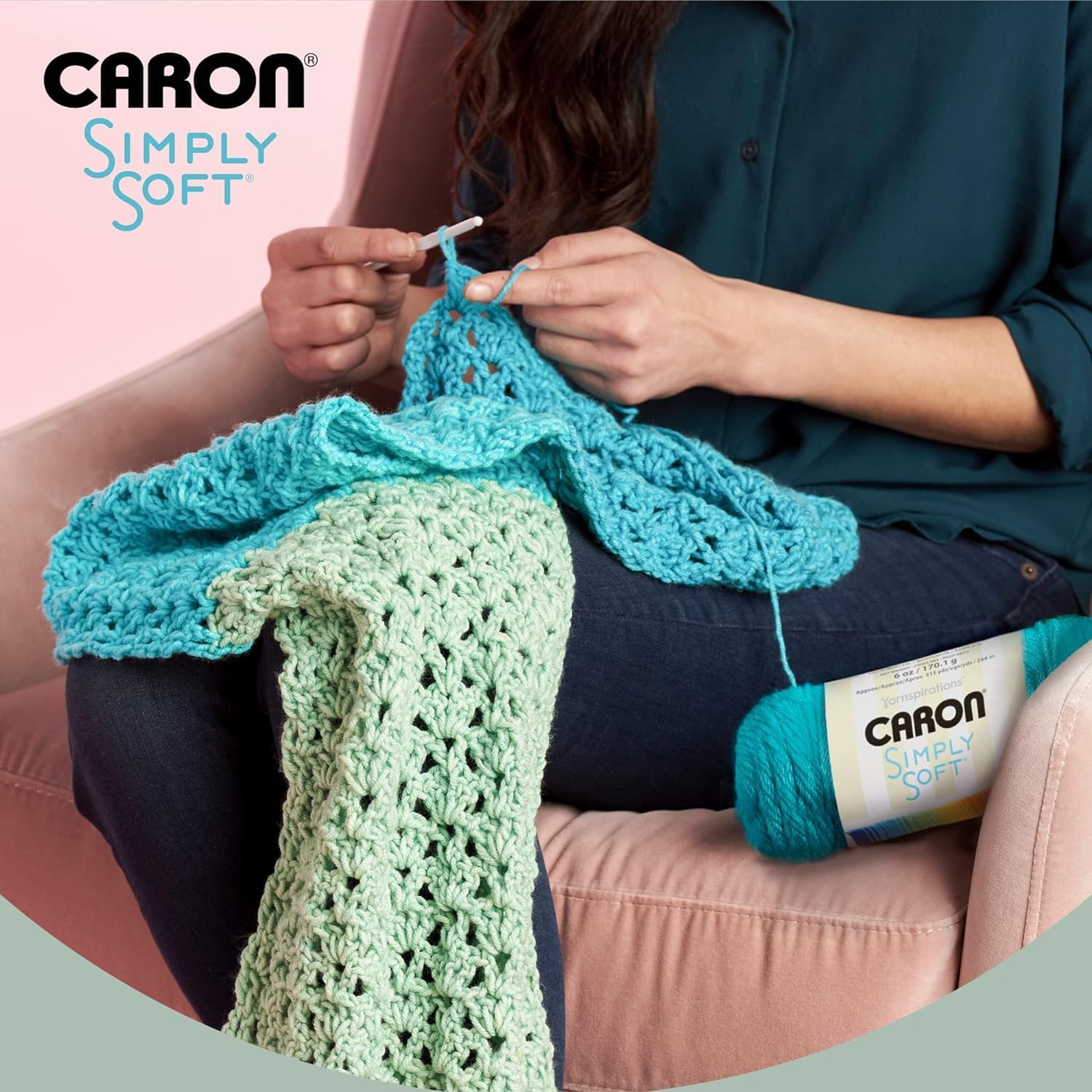 Caron Simply Soft Speckle White Sage Yarn - 3 Pack of 5oz/141g - Acrylic - #4 Worsted (Medium) - 235 Yards - Knitting & Crochet - Image 3