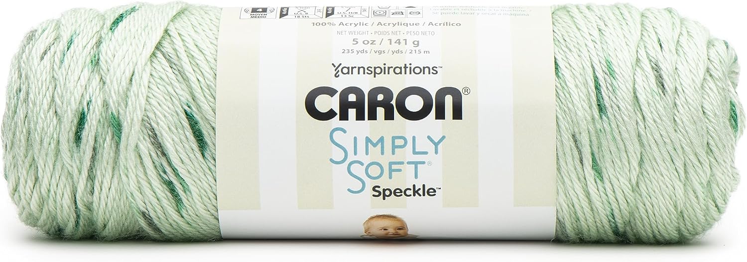 Caron Simply Soft Speckle White Sage Yarn - 3 Pack of 5oz/141g - Acrylic - #4 Worsted (Medium) - 235 Yards - Knitting & Crochet - Image 2