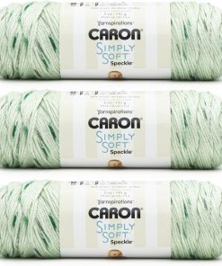 Caron Simply Soft Speckle White Sage Yarn - 3 Pack of 5oz/141g - Acrylic - #4 Worsted (Medium) - 235 Yards - Knitting & Crochet